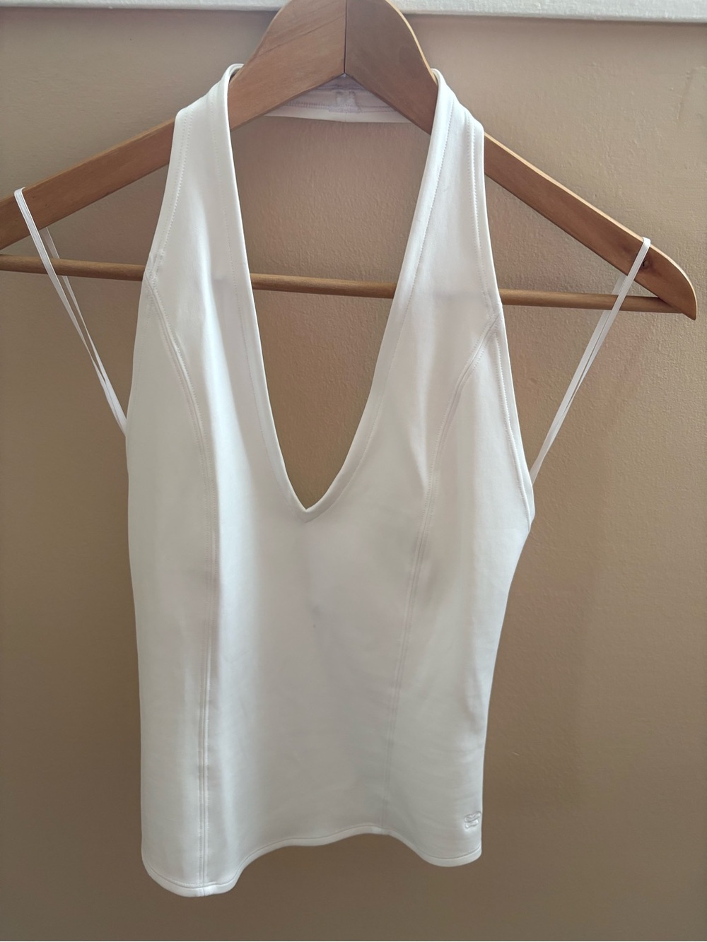 White Sleeveless V-Neck Halter Tank Top